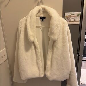 Express Women's White Faux Fur Jacket